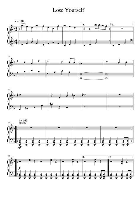 Lose Yourself by Eminem Sheet music for Piano (Solo) | Musescore.com | Eminem, Eminem music ...