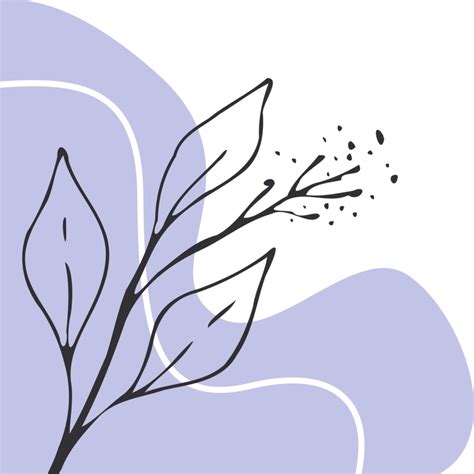 Hand drawn leaf line art with aesthetic shape or aesthetic blob simple ...