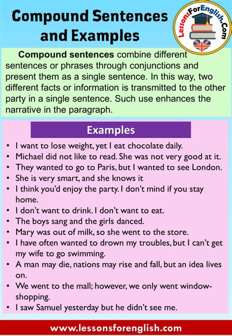 English Compound Sentences and 12 Examples - Lessons For English