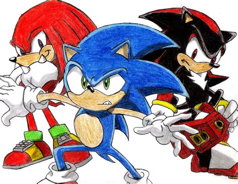 Knuckles, Sonic, and Shadow by wolfdragon16 on DeviantArt