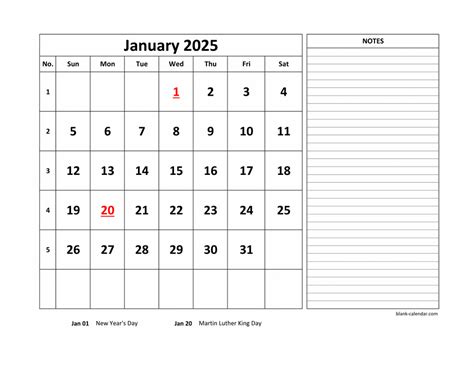 Free Download Printable Calendar 2025, large space for appointment and ...