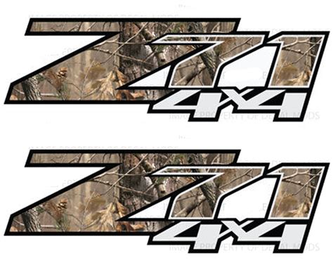 2 - Chevy Silverado Z71 4x4 decals Realtree AP Camo stickers side bed truck