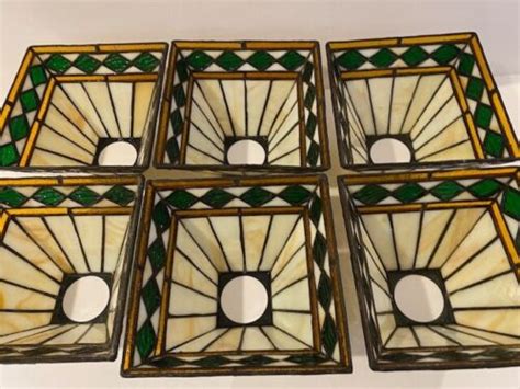 Tiffany Style Lamp Shades set of 6 Colored Stained Glass | eBay