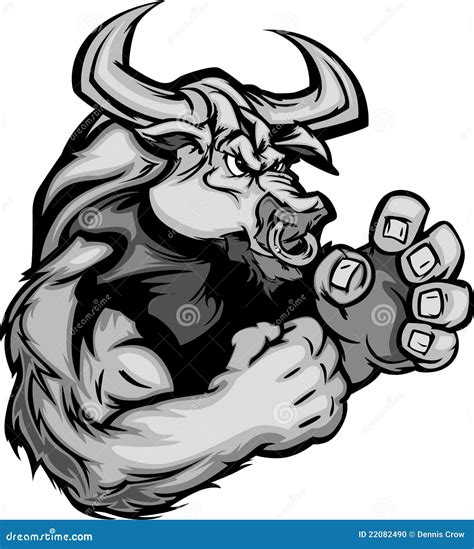 Bull Cow Mascot With Fighting Hands Stock Photo - Image: 22082490