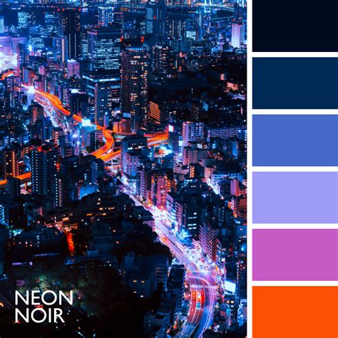 Neon Noir colour palette by Agatha Grayce. Original photo by Pawel Nolbert (Unsplash License ...