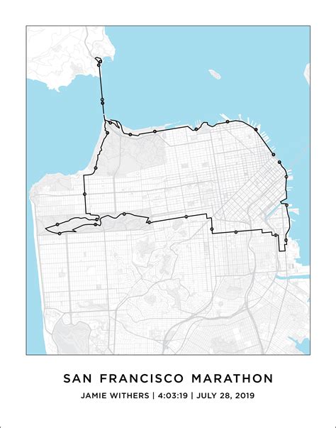 San Francisco Marathon Course Map Personalized San Francisco - Etsy