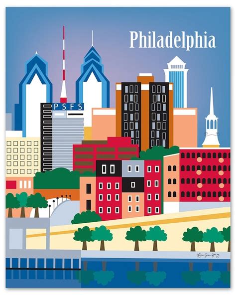 Philadelphia Skyline Art Print Philadelphia Map Print - Etsy