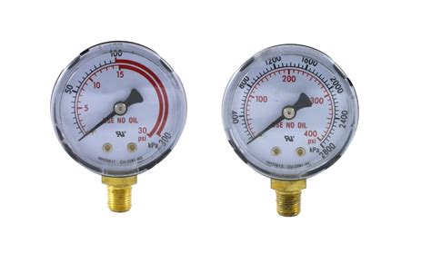 Low and High Pressure Gauges for Propane Regulator 0-30 psi & 0-400 psi - 2 inches - 1/8" Thread ...