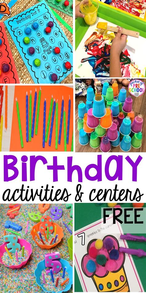 Birthday Themed Centers & Activities for Little Learners - Pocket of Preschool | Birthday ...