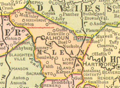 McLean County, Kentucky 1905 Map Madisonville, KY