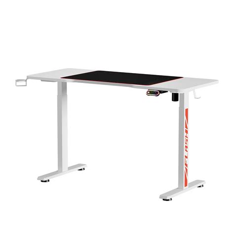 Gaming LED Standing Desk (Single Motor) White 140cm – Homecoze