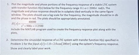 Solved 1. Plot the magnitude and phase portions of the | Chegg.com