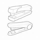 Set Of stapler In line Art Vector Style Isolated On White Background  sketch template