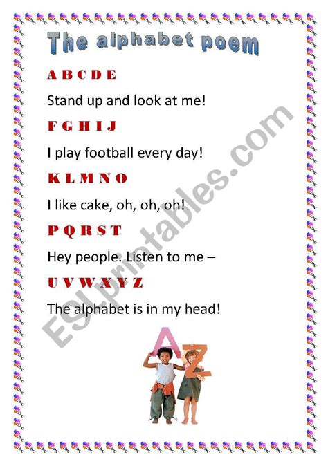 The alphabet poem - ESL worksheet by sanoshko