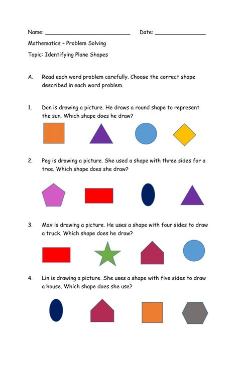 Identifying Plane Shapes worksheet