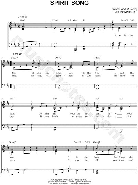 John Wimber "Spirit Song" Sheet Music in D Major (transposable) - Download & Print - SKU: MN0099894