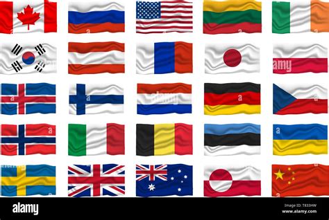 Big Set Flag Icon. National Flag Banner. Cartoon Vector illustration ...