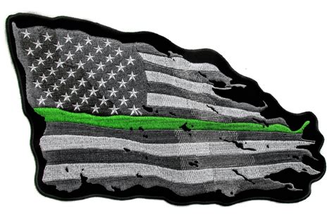 Green Stripe American Flag Patch, Large Patriotic Patches by Ivamis Patches