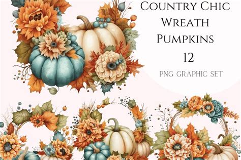 Fall Clipart Pumpkin Wreath Graphics