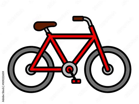 Colorful red cartoon bicycle outline drawing Stock Vector | Adobe Stock