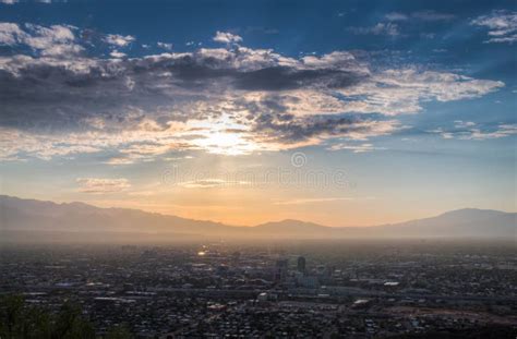 Sunrise Over Cityscape of Tucson Arizona Viewed from Tumamoc Hill Stock Image - Image of orange ...