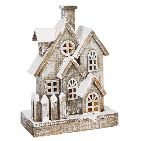 13 inch lighted wooden Christmas house | Christmas tabletop decor ...