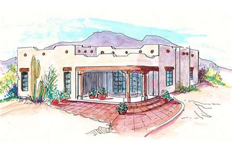 Adobe / Southwestern Style House Plan - 1 Beds 1 Baths 748 Sq/Ft Plan #4-223