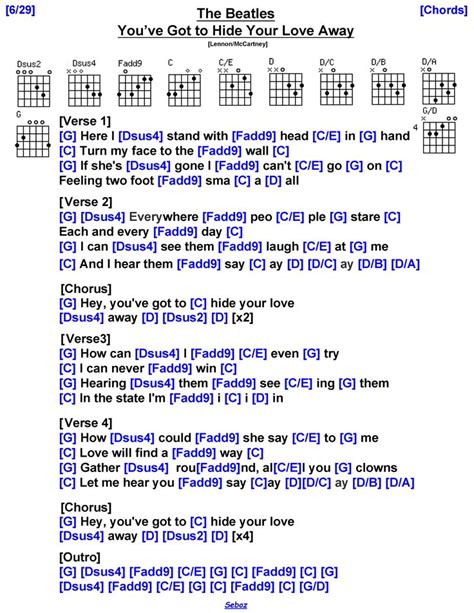 The Beatles - You've Got To Hide Your Love Away | Lyrics and chords, Guitar chords for songs ...