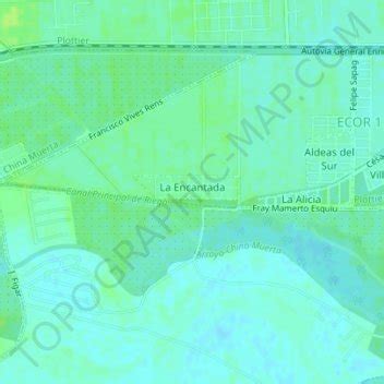 La Encantada topographic map, elevation, relief