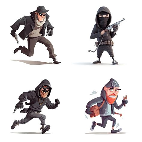 Premium AI Image | Cartoon character of robber white background