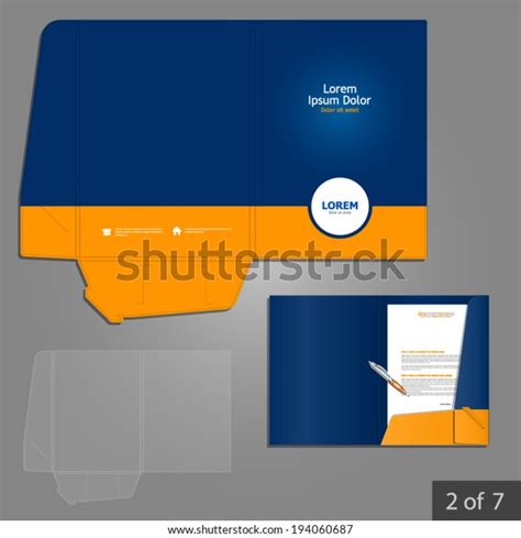 Blue Folder Template Design Company Orange Stock Vector (Royalty Free) 194060687