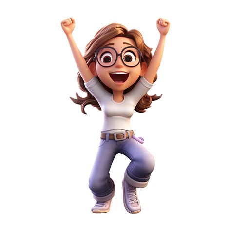 3D happy cartoon girl on transparent background. 24346425 PNG