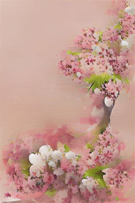 Cherry Blossom on a Watercolor Background Stock Illustration ...