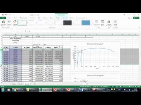 stress strain analysis on excel - YouTube