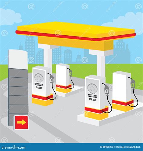 Petrol Gas Station Background Decorate Design Cartoon Vector Stock ...