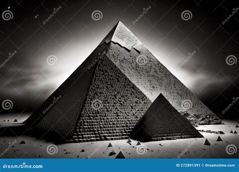 Black-and-white Egyptian Pyramid , Made with Generative Ai Stock Illustration - Illustration of ...