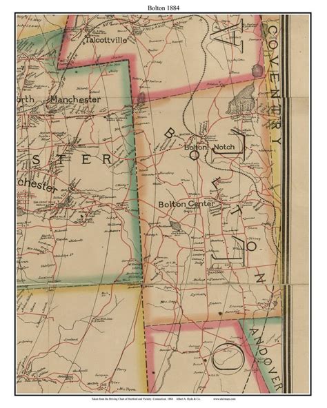 Bolton 1884 Old Town Map With Homeowner Names Connecticut Reprint Hartford Vicinity CT - Etsy