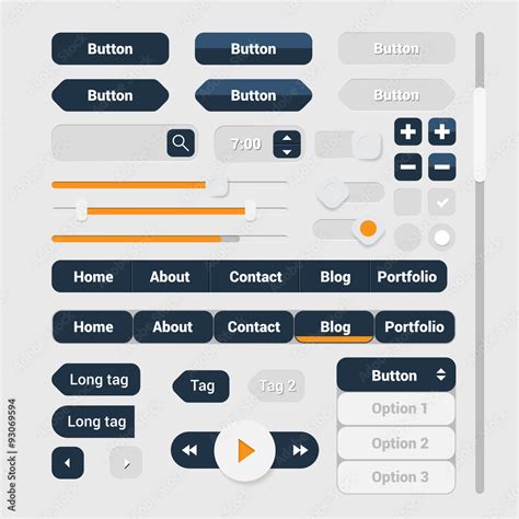 Web user interface elements set. GUI Interfaces elements collection. Vector UI design. Stock ...