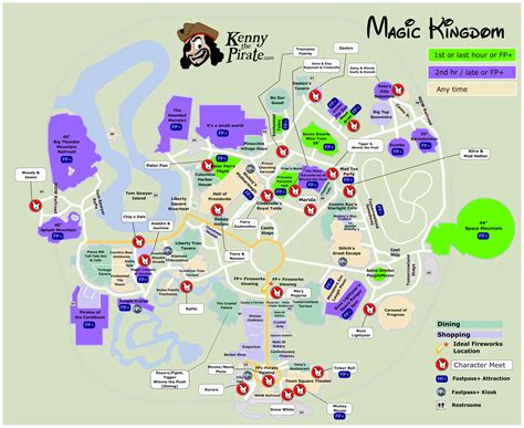 Kenny The Pirate's Character Locator Maps | Magic kingdom map, Disney ...