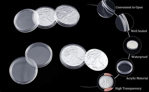 41mm Coin Capsules, 40 Pieces Silver Dollar Coin Holders, Round Plastic Coin Case for Collectors ...