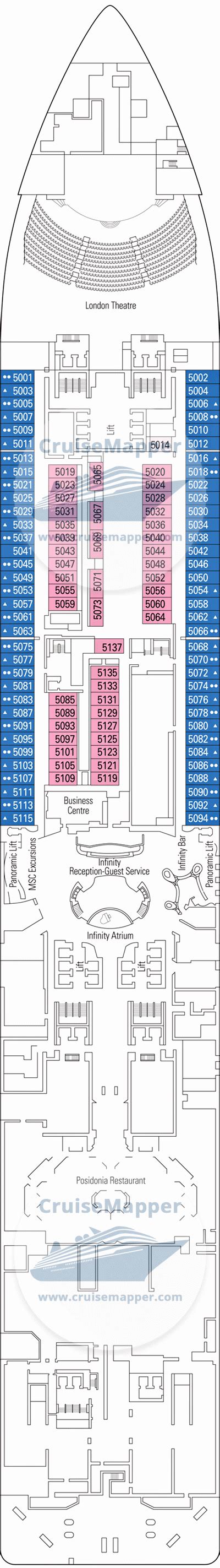 MSC Bellissima deck 5 plan | CruiseMapper