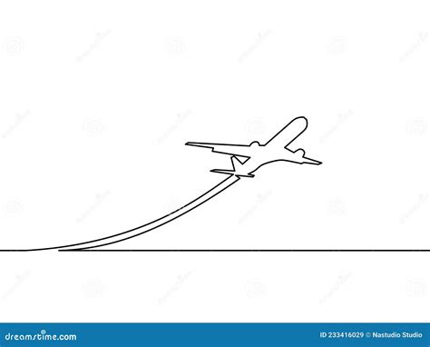 Line Drawing of an Airplane Taking Off. Travel Concept. Vector Image Stock Vector - Illustration ...