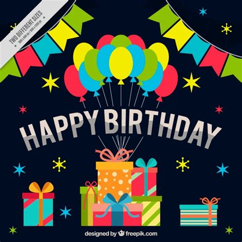 Free Vector | Happy birthday background with gifts in flat design