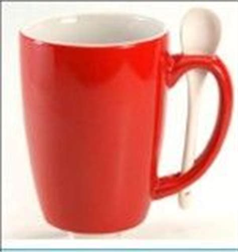 16 Oz. Red Outside And White Inside Ursa Ceramic Mug W/ White Spoon,China Wholesale 16 Oz. Red ...