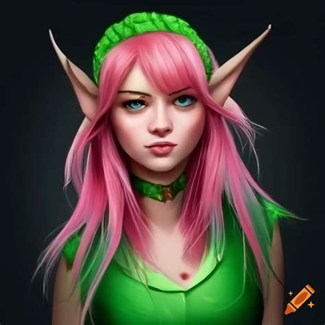 Art of an elf girl with colorful hair on Craiyon