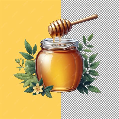 Premium PSD | Isolated honey jar on transparent background png