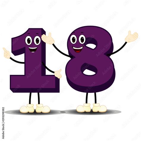 Number Eighteen - Cartoon Vector Image Stock Vector | Adobe Stock