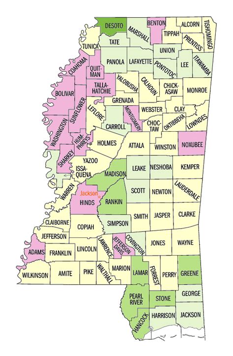 Mississippi: Population, percent change, 1990 to 2000