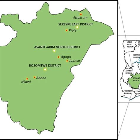 Map showing the study area (Ashanti Region) | Download Scientific Diagram