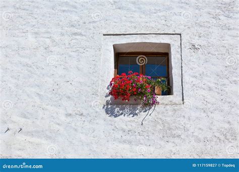 Window with Colorful Flowers on a White Wall Stock Image - Image of natural, rural: 117159827